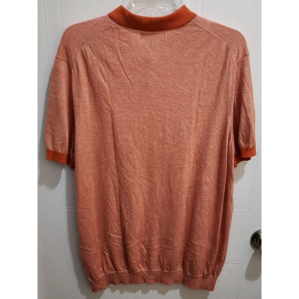 Banana Republic Heather Orange Silk Cotton Blend Short Sleeve Polo Shirt Size XL